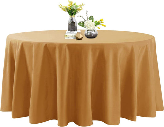 120 Inch round Tablecloth - Stain and Wrinkle Resistant Washable Polyester Table