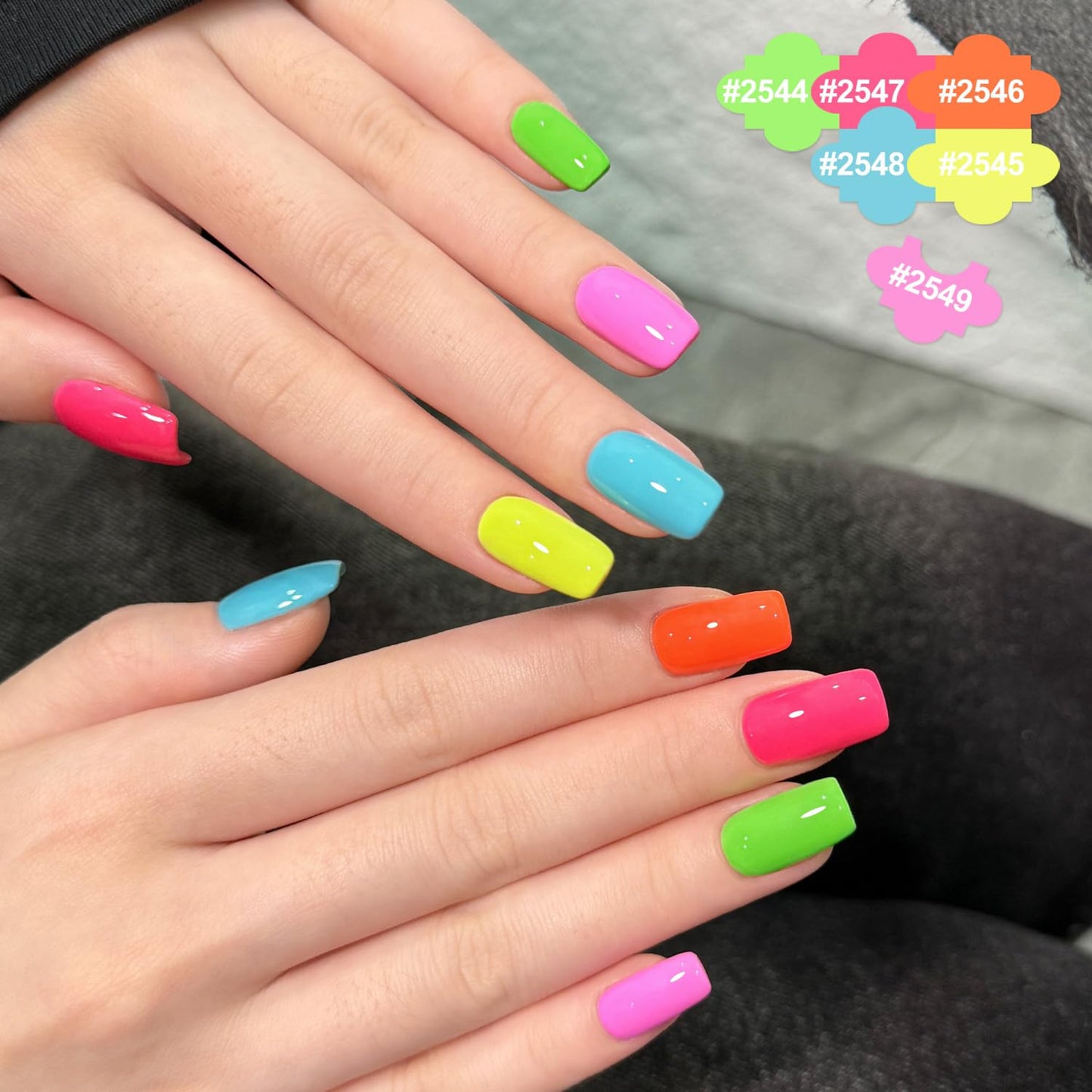Neon Gel Nail Polish Set, 6 Bright Colors Orange Hot Pink Glow in Dark, Soak off