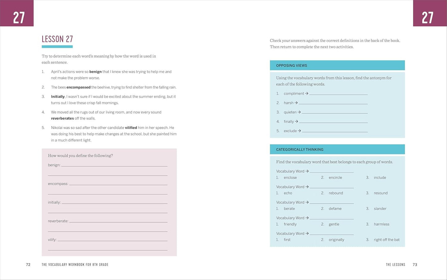 The Vocabulary Workbook for 8Th Grade: Weekly Activities to Boost Your Word Powe