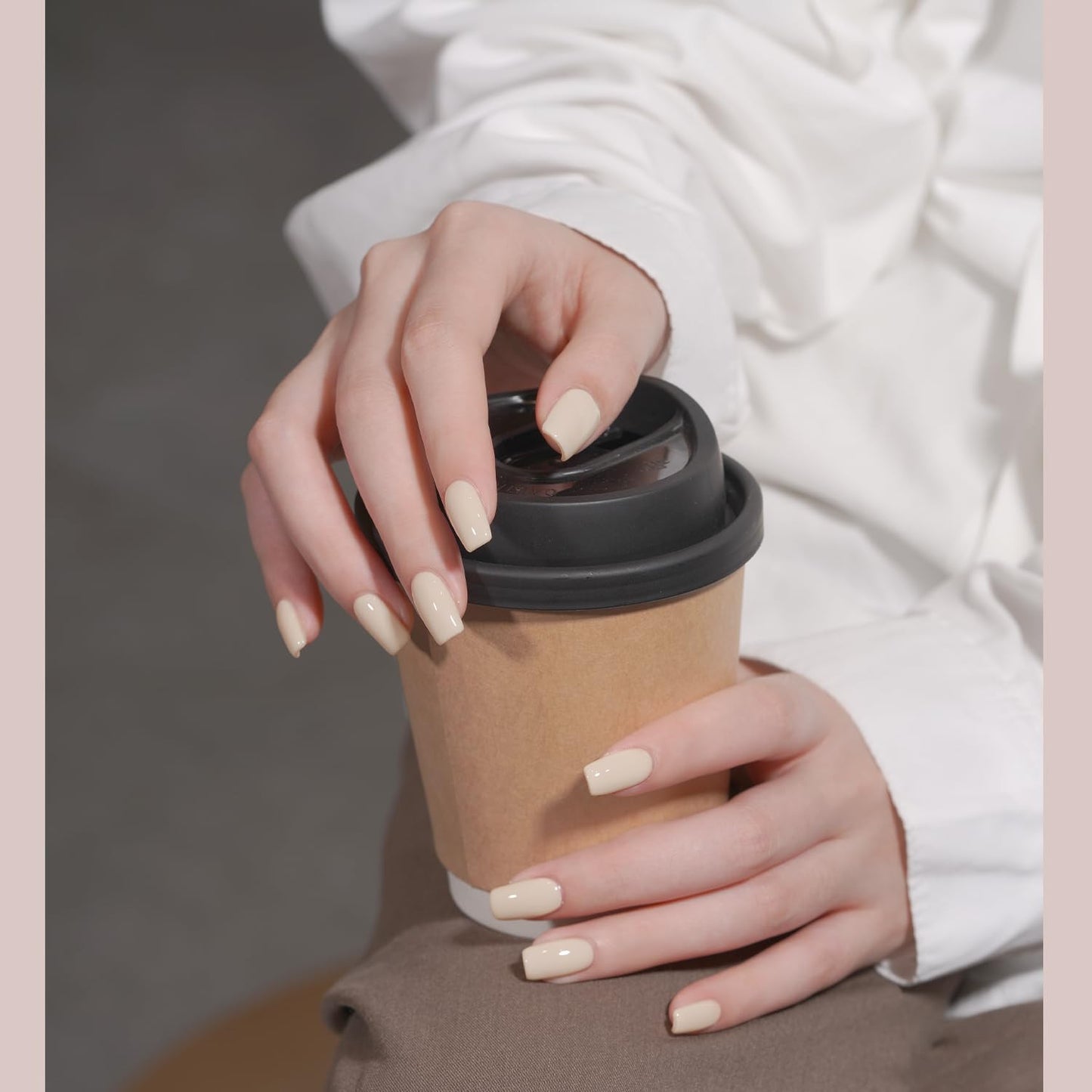 Nude Brown Fall Gel Nail Polish Set, 6 Colors White Beige Dark Tan Taupe Soak of