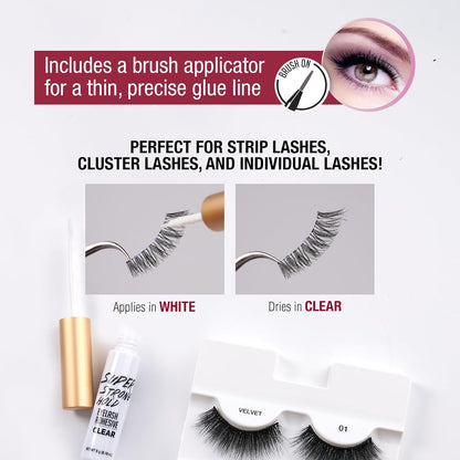 Super Strong Hold Eyelash Adhesive, Waterproof, 48-Hour Long-Lasting Lash Glue,