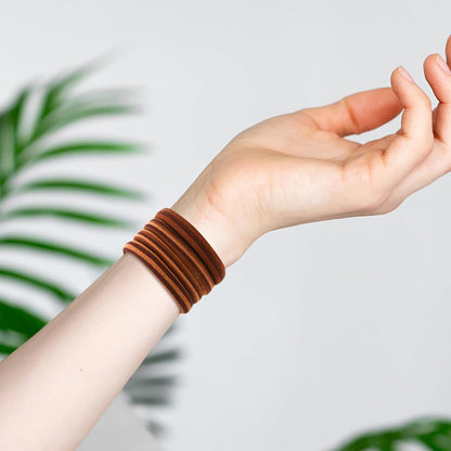 50PCS Thick Hair Ties, Cotton Hair Bands for Thick Curly Heavy Hair, Brown, 2 In