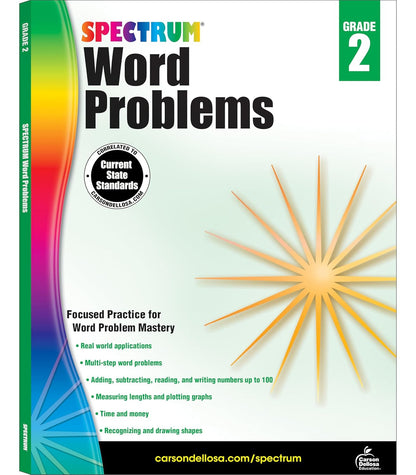 Spectrum Word Problems 2Nd Grade Math Workbook, Addition, Subtraction, Word Prob