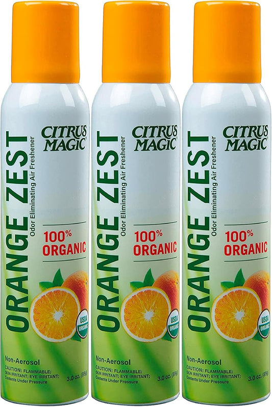 Organic Natural Odor Eliminating Air Freshener Spray, Orange Zest, 3-Ounce, Pack