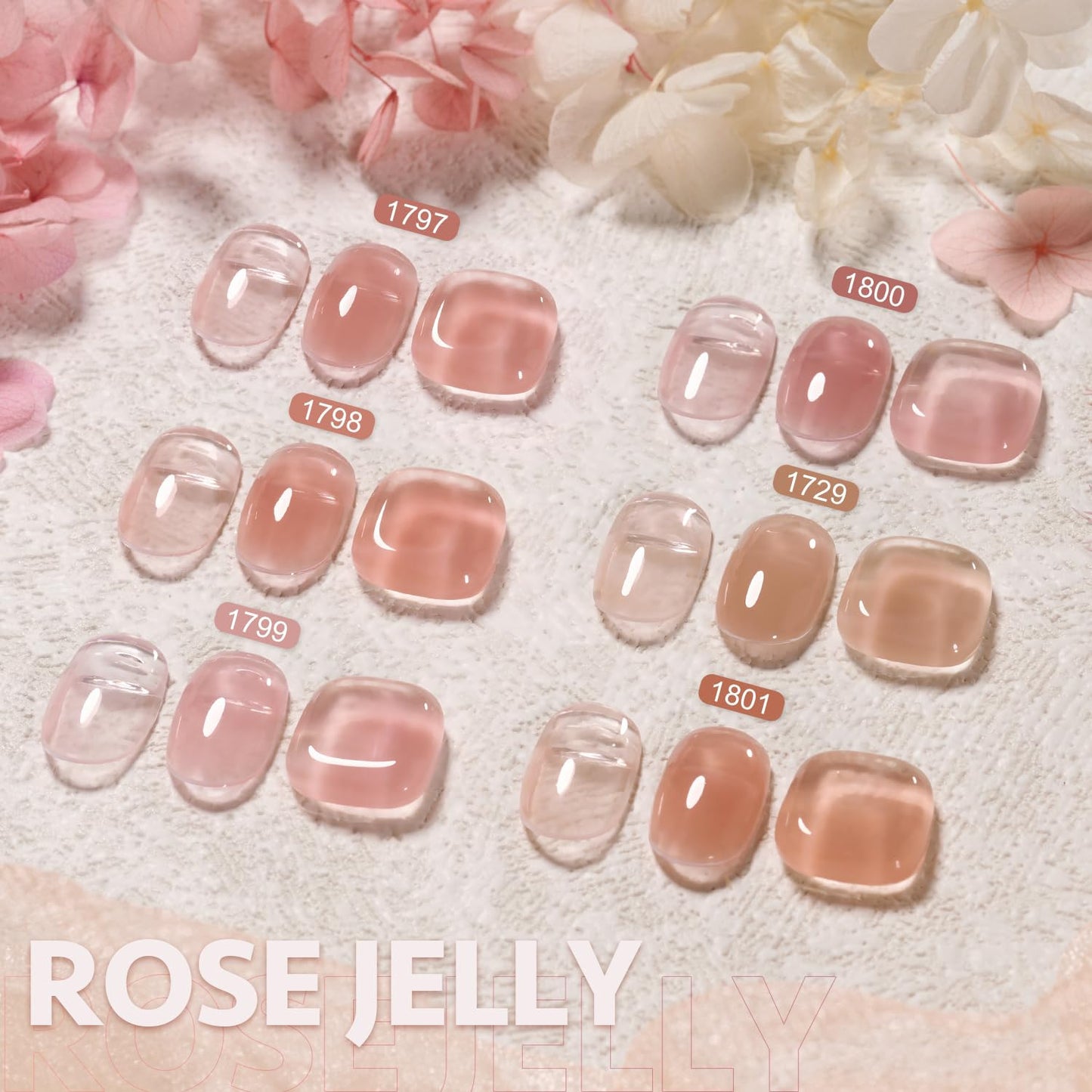 6 Colors Builder Gel Set for Nails, Milky White Pink Nude Sheer Jelly Nail Stren