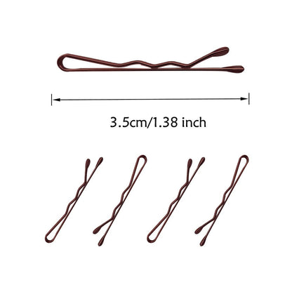 220 Count Mini Wavy 1.38 Inch Bobby Pins Brown,  Small Hair Bobby Pins with Stor