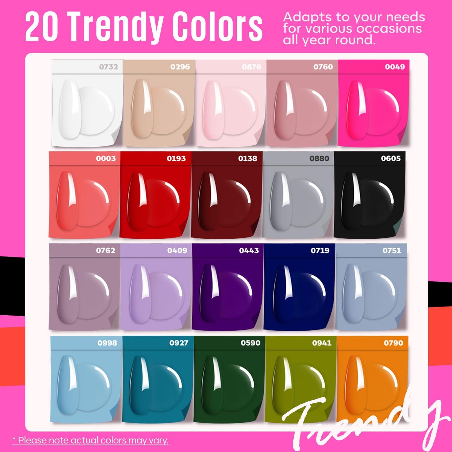 34 Pcs Gel Nail Polish Kit with U V Light, 20 Colors All Seasons Soak off Gel Po