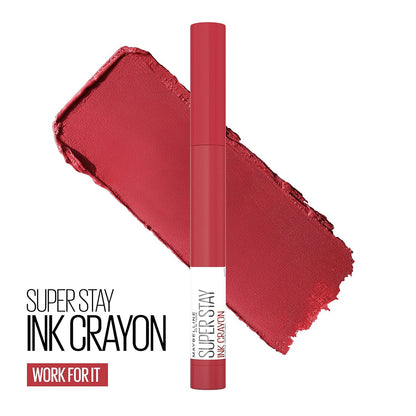 Super Stay Ink Crayon Matte Longwear Lipstick Makeup, 140 Work for It, 0.04 Oz