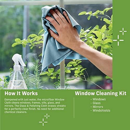 Window Cleaning Cloth - Eco Packaging - Glass Cleaning Cloth, Streak-Free Window
