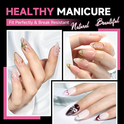 Almond Gel Nail Tips, 312Pcs Medium Almond Fake Nails Tips Shape Pre Etched Full