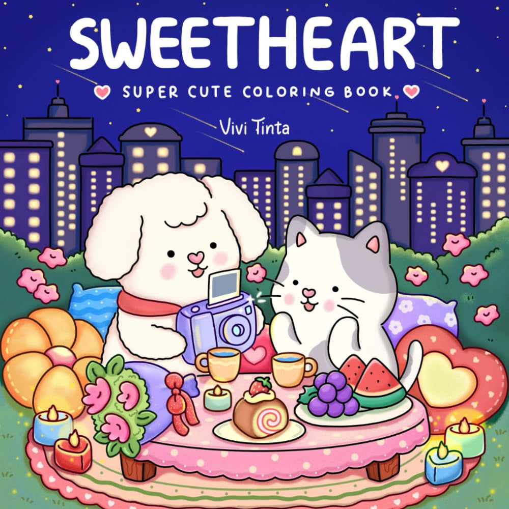 Sweetheart: Coloring Book for Adults & Teens Featuring Adorable Animals Valentin