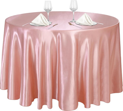 120 Inches round Satin Tablecloths Rose Gold Overlay round Satin Table Cover Bri