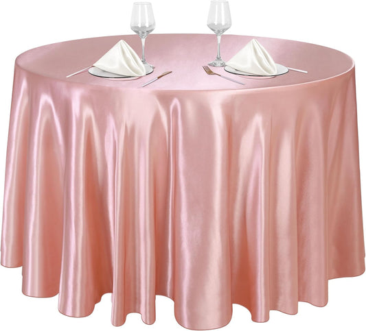 120 Inches round Satin Tablecloths Rose Gold Overlay round Satin Table Cover Bri