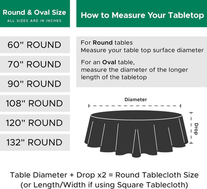 Textured Fabric round Christmas Table Cloths 108", Gold Water Resistant Table Co