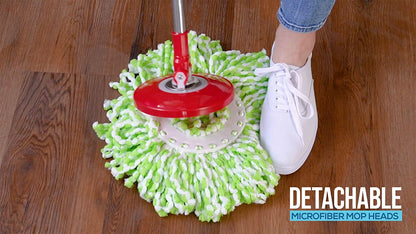 79349 Spin Mop Cleaning System with 3 Microfiber Mop Heads, Red/Gray,Red/Black