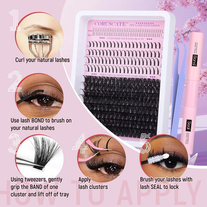 100D Lash Clusters Kit with Bottom Lashes Spikes DIY Lash Extension Kit Thick Cl