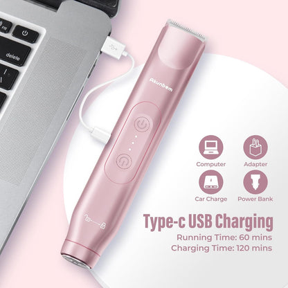 2 in 1 Women Electric Shaver Dual Head Bikini Trimmer for Women IPX7 Waterproof