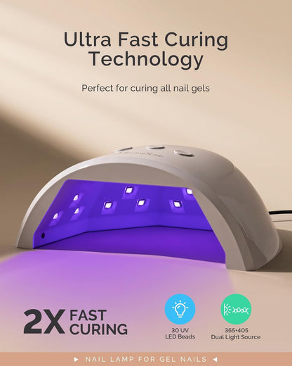 UV Nail Lamp, Plus30F UV Light for Gel Nails LED Nail Dryer with 3 Timer, Smart