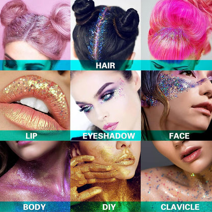 Teal Body Glitter,Mermaid Face Glitter Gel for Halloween Face Paint,Dazzle Green