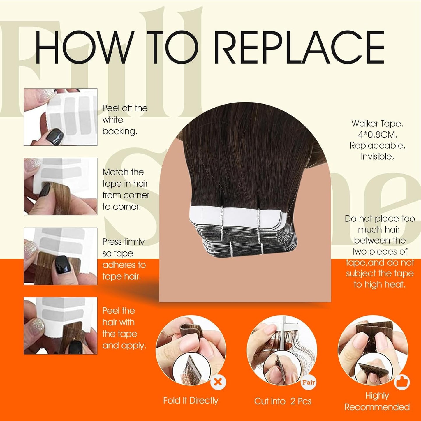 Tape in Hair Brown Human Hair Extensions Tape in 20 Pcs Rooted Tape in Hair Exte