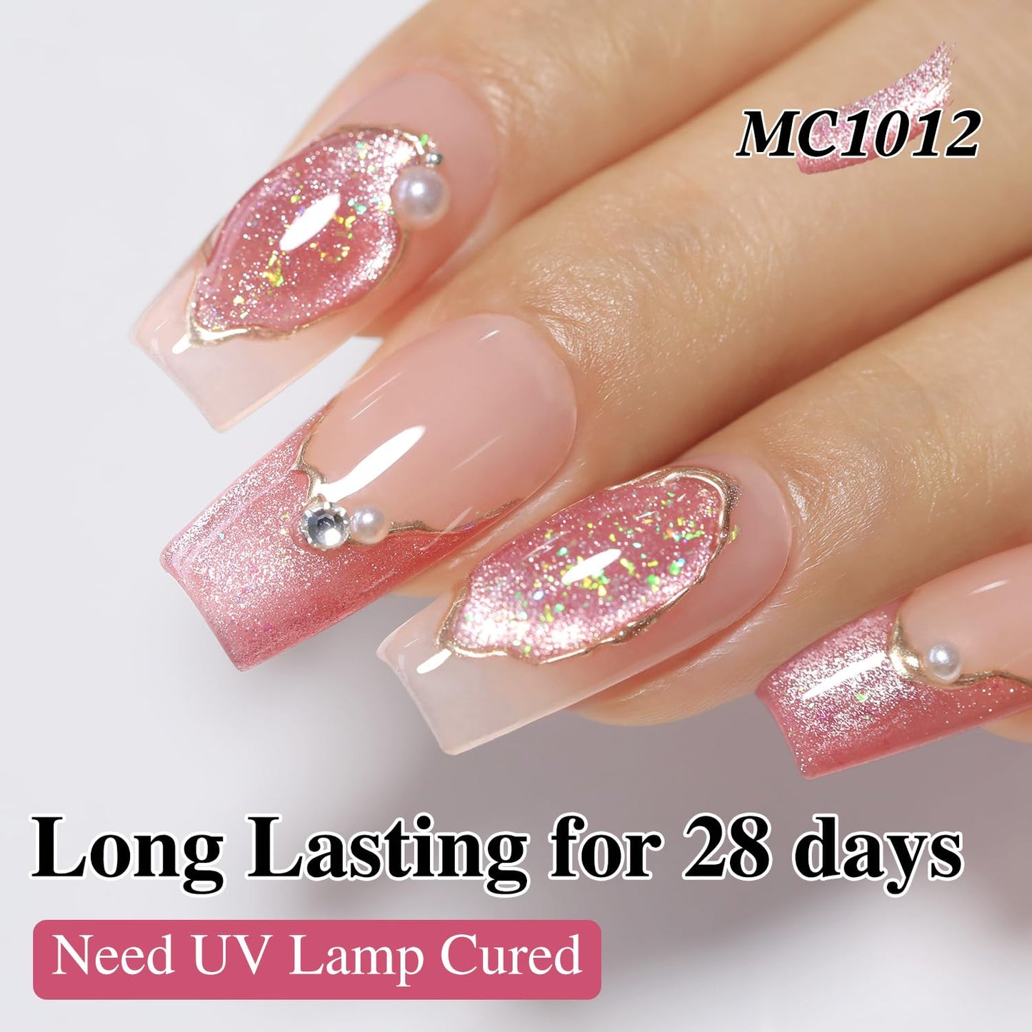 0.5 OZ Cat Eye Gel Polish with Magnet 15ML Holographic Glitter Shimmer Transluce