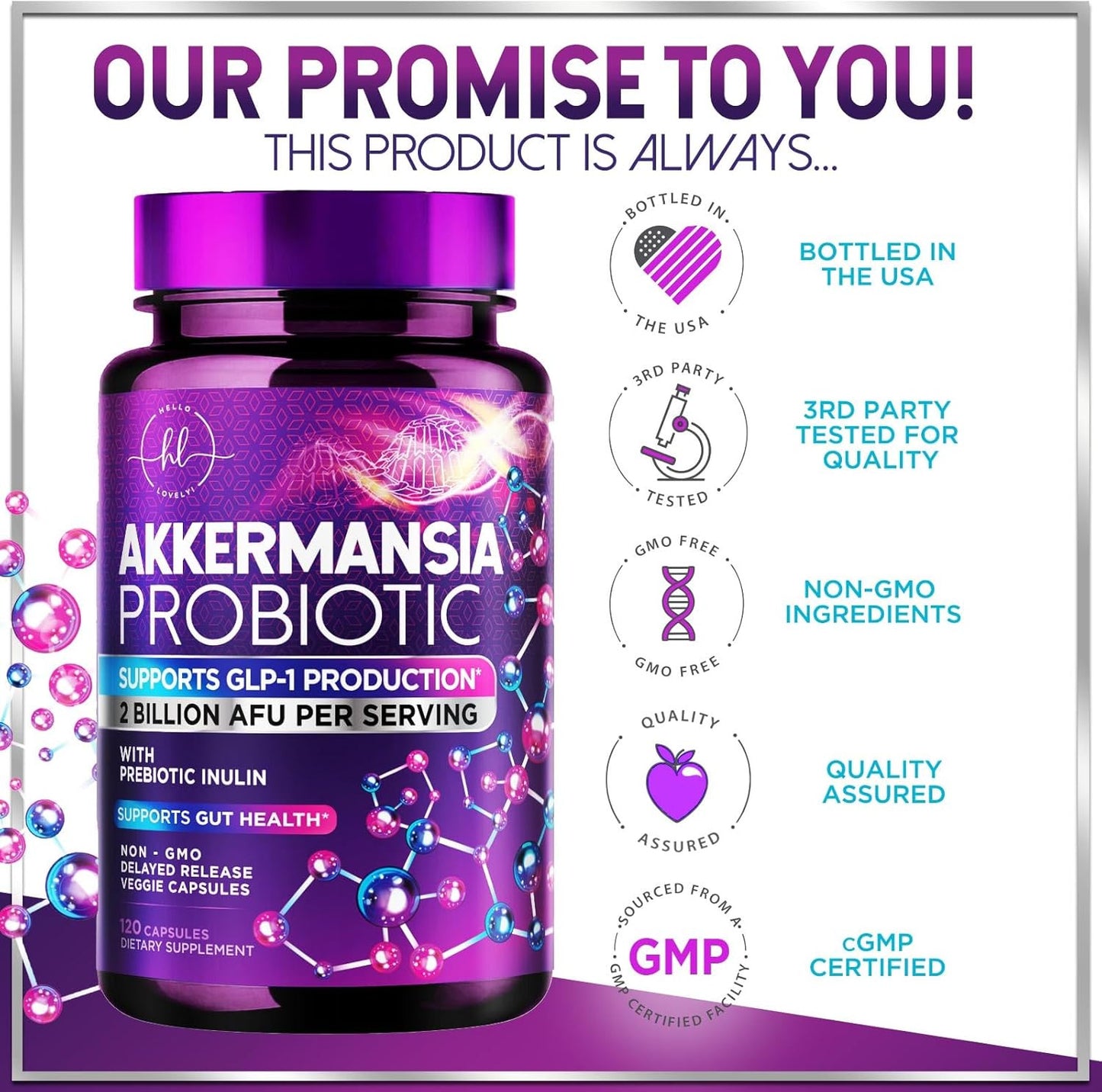 Akkermansia Probiotic with Prebiotic Fiber - Supports GLP-1 Production - 2 Billi