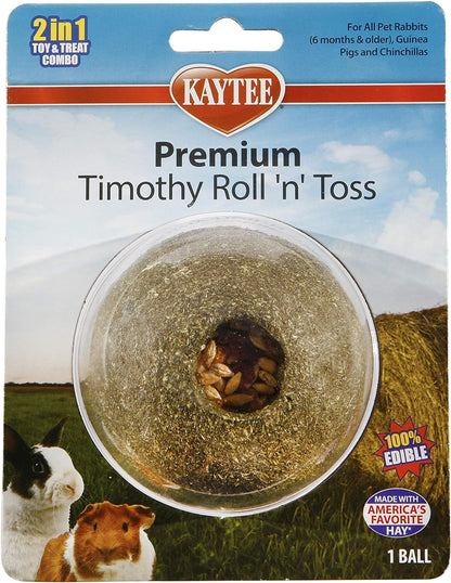 Timothy Roll 'N' Toss Toy and Treat for Pet Rabbits, Guinea Pigs, and Chinchilla