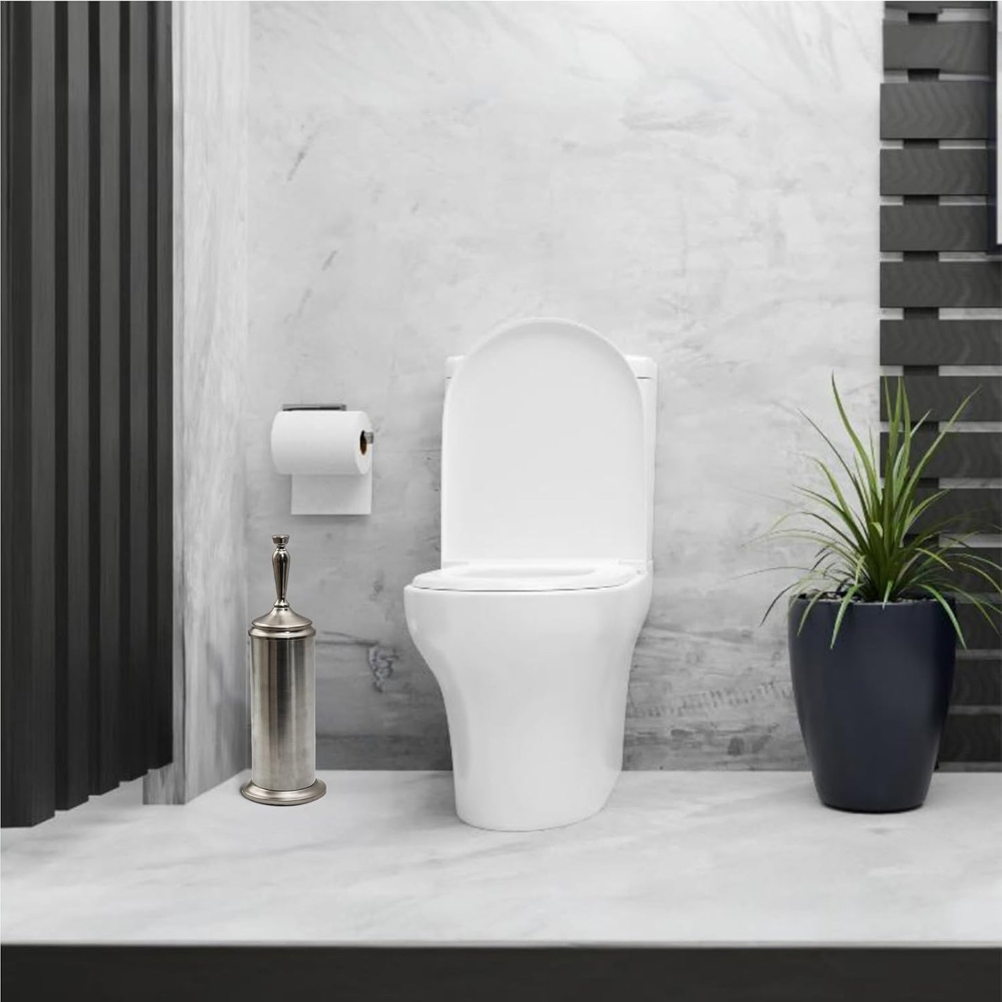 Adora Stainless Steel Toilet Brush with Holder, Bowl Scrubber with Durable Clean