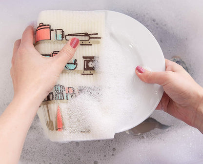 Swedish Dishcloths for Kitchen & Cleaning, Reusable, Machine Washable & Dishwash