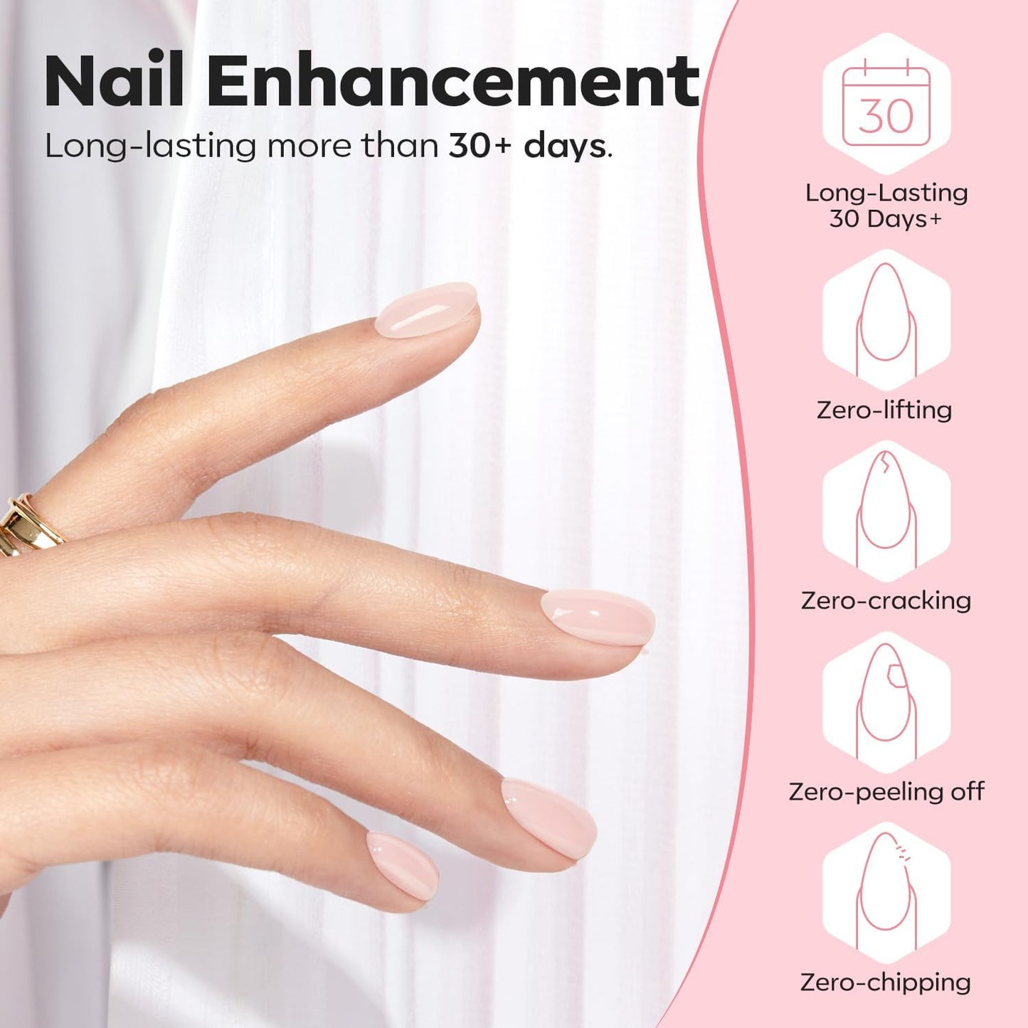 Nail Dehydrator and Primer with Builder Nail Gel, 3Pcs Cover Nude Pink LED Gel B