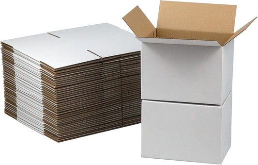 7X5X5 Inches Shipping Boxes Set of 40, White Corrugated Cardboard Box Literature