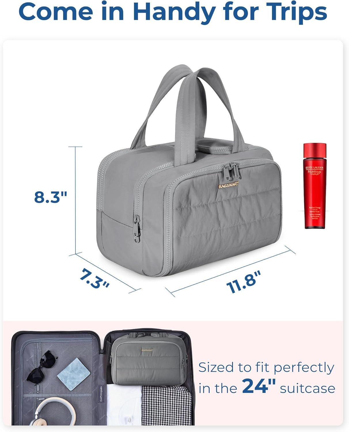 Travel Toiletry Bag, Lightweight Large Wide-Open Travel Bag for Women, Puffy Cos