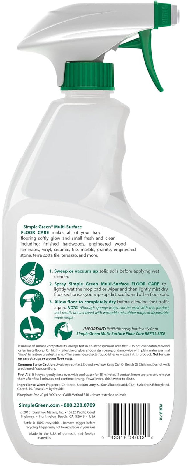 Multi-Surface Floor Care - Cleans Hardwood, Vinyl, Laminate, Tile, Concrete and