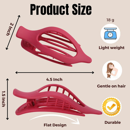 8 Pack Red Flat Hair Clips – Matte Large French Red Claw Clips for Women, Strong