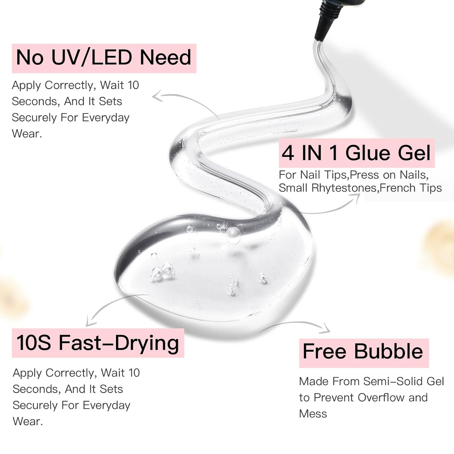 Super Strong Nail Glue 15G for Press on Nails - Quick Drying, Semi Solid, Long L