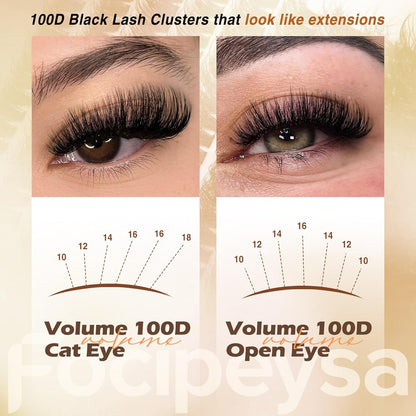 Thick Eyelash Extension Kit Volume Lash Clusters Kit 10-18Mm Individual Lashes C