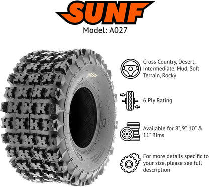 20X11-8 ATV UTV Knobby Tire 20X11X8 Sport Race 6 PR A027 - PAIR of 2