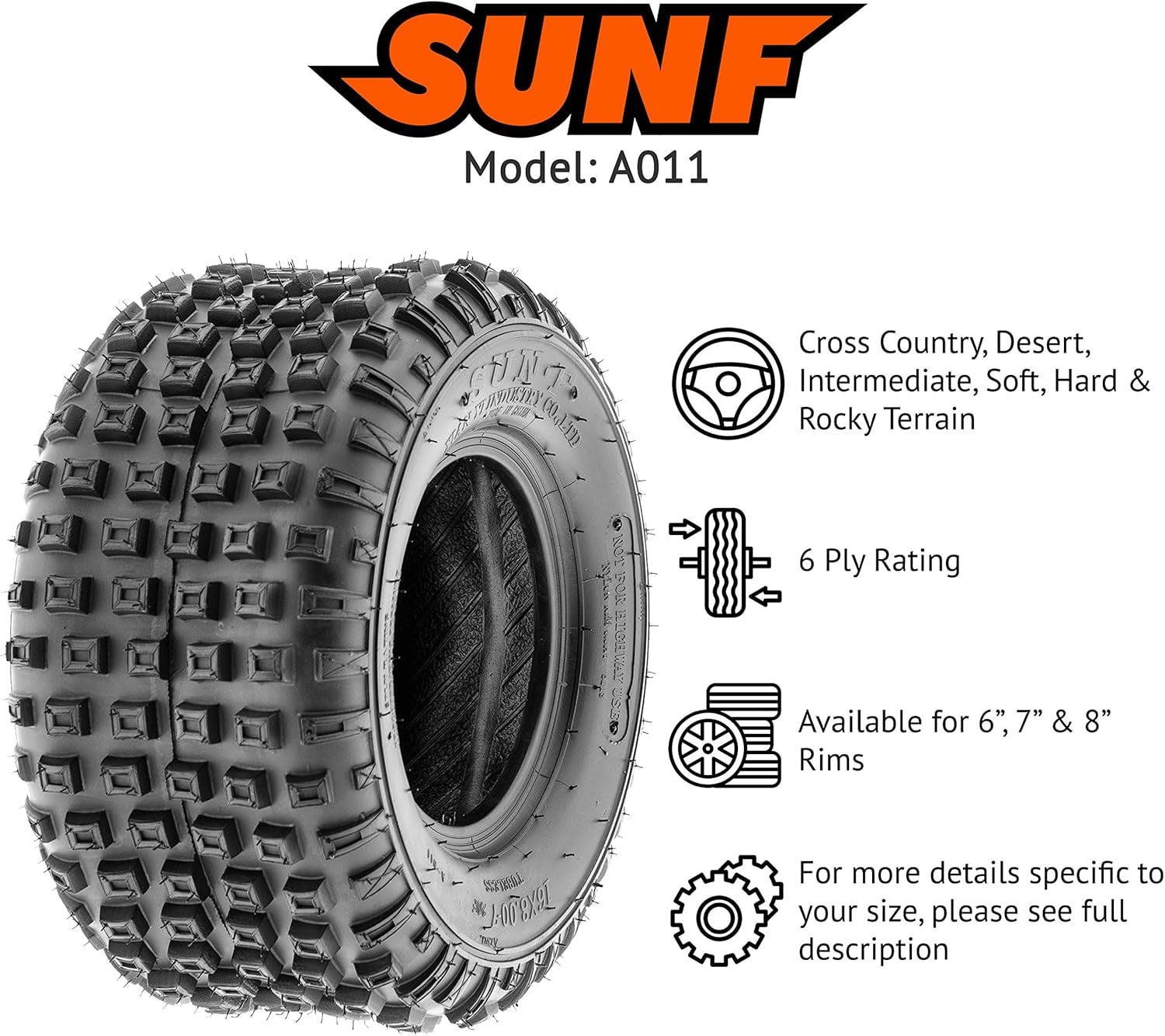 15X7-6 15X7X6 Loose Terrain Hardpack ATV UTV Tire 6 PR A011 - SET of 4
