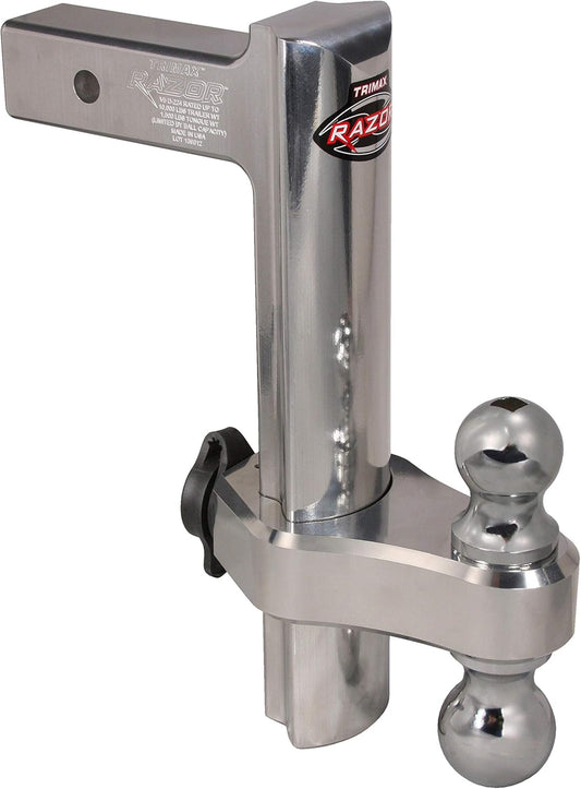 TRZ12AL 12" Premium Aluminum Adjustable Hitch with Dual Hitch Ball and T3 Receiver Lock