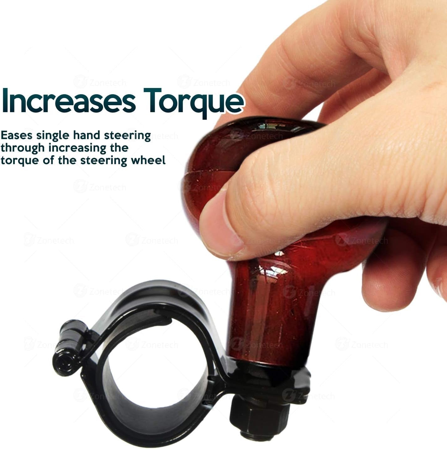 Woodgrain Steering Wheel Spinner - Universal Fit Premium Quality Driving Assist with Power Handle (One Pack)