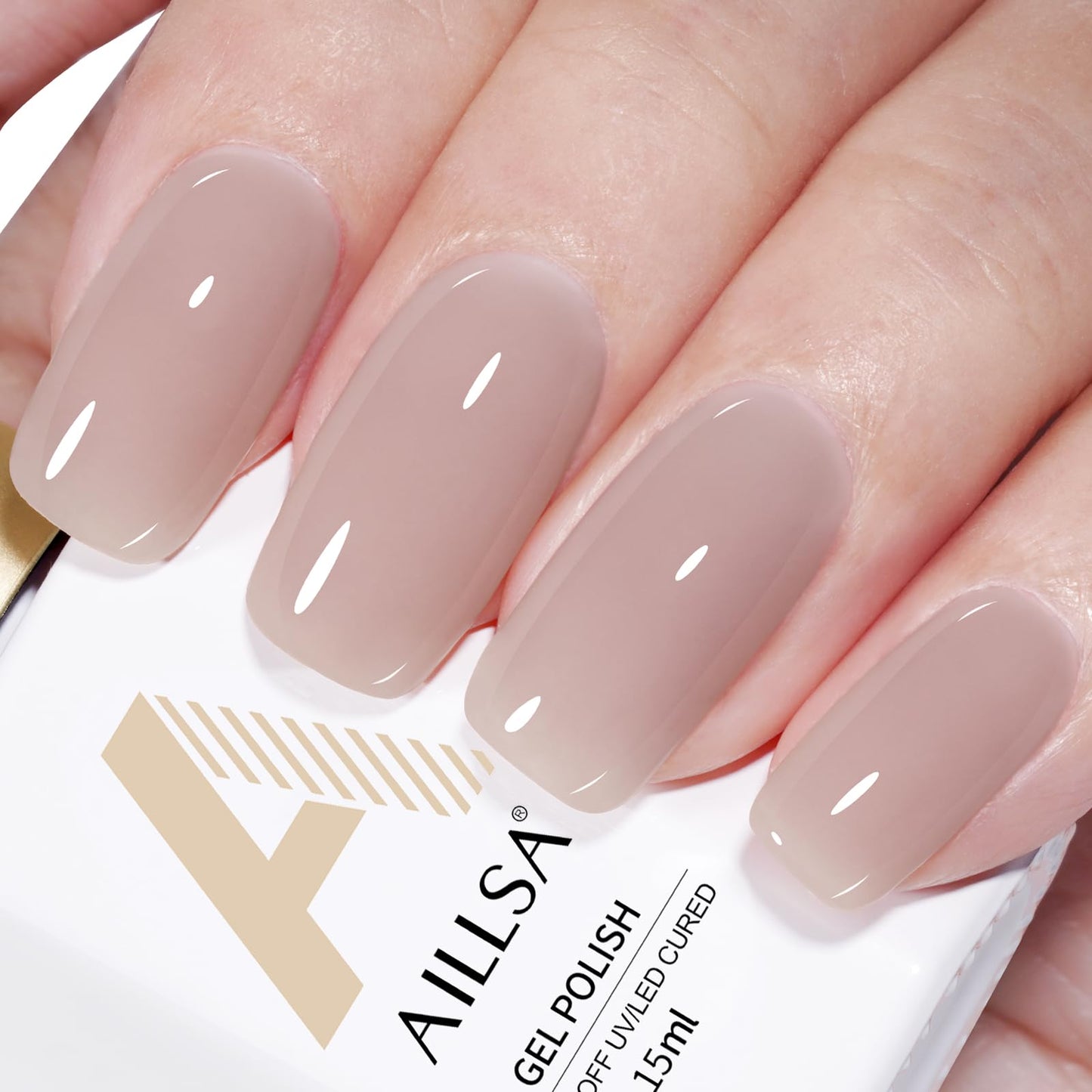 AILLSA Milky Pink Nude Gel Nail Polish, 15ml Translucent Soak Off UV LED Light Cure Gel Polish, Long Lasting for French Nail Art Salon DIY Manicure at Home