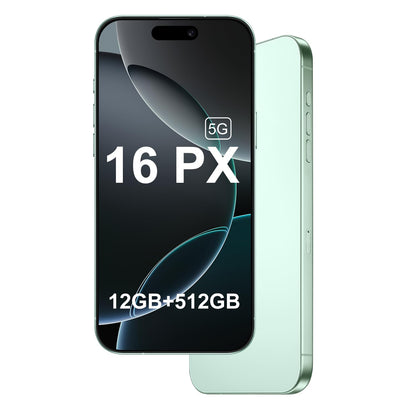 16 PX Unlocked 5G CellPhones 2025 Android 13 Smartphone with snapdragon8cen2 Processor 12GB+512GB 10-Core 6.9" HD Screen 40MP+108MPCamera 6800 mAh Cellphone with 5G Dual SIM(Greener)