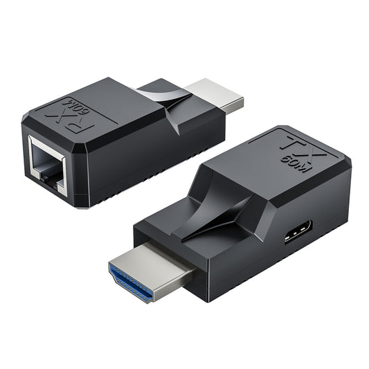 196FT HDMI Extender Over Single Ethernet Cat5e/6 Cable, Support Audio Video UHD 1080P@60Hz, HDMI Male to Male RJ45 Network LAN Extender 60M Converter Repeater, for HDTV, PC, PS3/4, Projector, Monitor