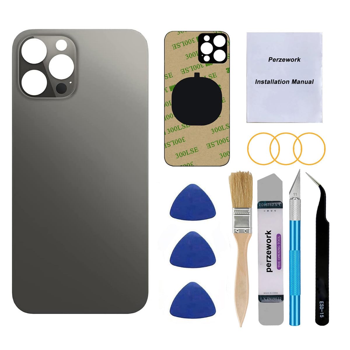 OEM Rear Back Glass Replacement (Pacific Blue) Compatible with iPhone 12 pro max 6.7 inches All Carriers with Pre-Installed Adhesive and Repairing Tool Kits