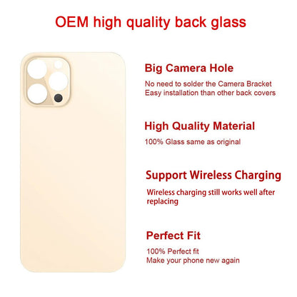 OEM Rear Back Glass Replacement (Pacific Blue) Compatible with iPhone 12 pro max 6.7 inches All Carriers with Pre-Installed Adhesive and Repairing Tool Kits