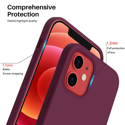 ORNARTO Compatible with iPhone 12 Case, Compatible with iPhone 12 Pro Case, Slim Liquid Silicone 3 Layers Full Covered Soft Gel Rubber Phone Case Cover 6.1 inch-White