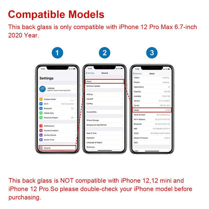 OEM Rear Back Glass Replacement (Pacific Blue) Compatible with iPhone 12 pro max 6.7 inches All Carriers with Pre-Installed Adhesive and Repairing Tool Kits