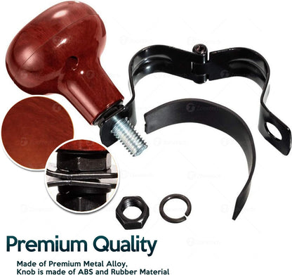 Woodgrain Steering Wheel Spinner - Universal Fit Premium Quality Driving Assist with Power Handle (One Pack)