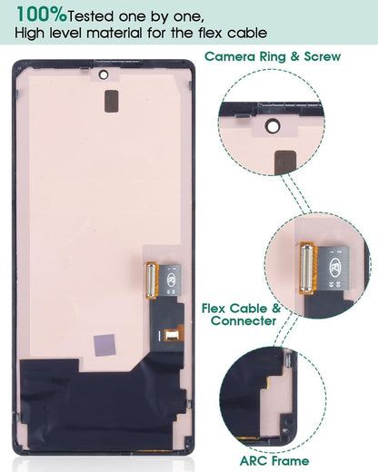 OLED for Google Pixel 6 LCD Screen Replacement for Google Pixel 6 LCD Display Touch Screen Display Assembly Repair Kits with Frame GB7N6, G9S9B16, G9S9B, GR1YH (with Fingerprint Function)