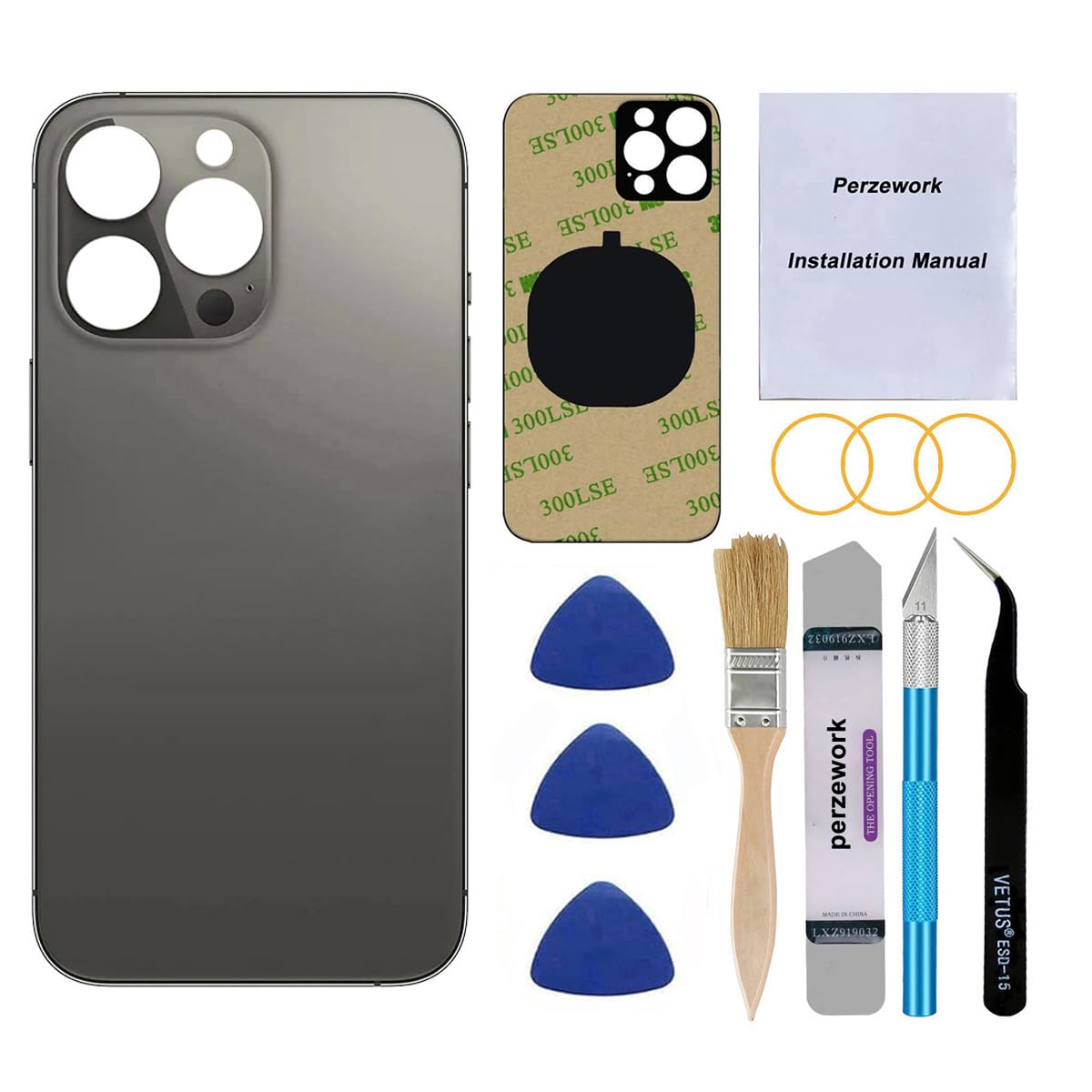 OEM Rear Cover Back Glass Replacement for iPhone 13 pro max 6.7 inches (Graphite) All Carriers with Pre-Installed Adhesive and Repairing Tool Kits
